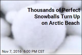Perfect Snowballs Turn Up on Arctic Beach