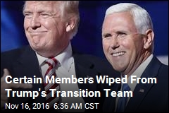 Certain Members Wiped From Trump&#39;s Transition Team