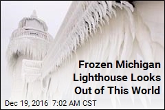 Frozen Mich. Lighthouse Looks Out of This World