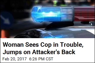 Woman Sees Cop in Trouble, Jumps on Attacker&#39;s Back