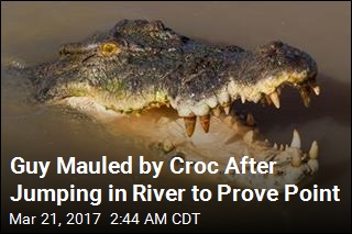 Guy Mauled by Croc After Jumping in River to Prove Point