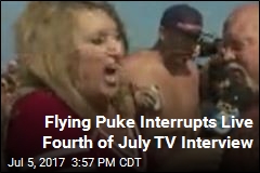 Flying Puke Interrupts Live Fourth of July TV Interview