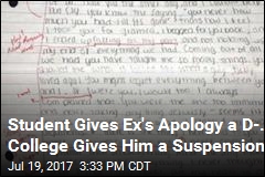 College Student Suspended for Grading Ex&#39;s Apology Letter