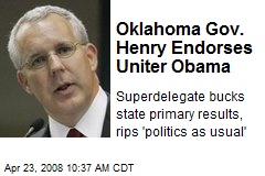 Oklahoma Gov. Henry Endorses Uniter Obama