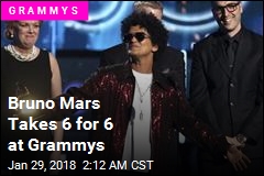 Bruno Mars Takes 6 for 6 at Grammys