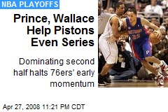 Prince, Wallace Help Pistons Even Series