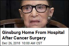 4 Days After Surgery, Ginsburg Heads Home