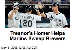 Treanor's Homer Helps Marlins Sweep Brewers