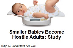 Smaller Babies Become Hostile Adults: Study