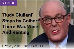 &#39;Rudy Giuliani&#39; Gulps Wine, Plays Astronaut on Colbert