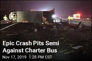 Epic Crash Pits Semi Against Charter Bus