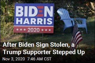 Man&#39;s Stolen Biden Sign Replaced by Unexpected Source