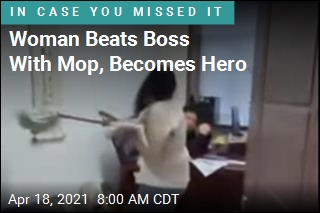 Woman Beats Boss With Mop, Becomes Hero