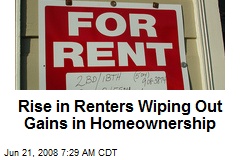 Rise in Renters Wiping Out Gains in Homeownership
