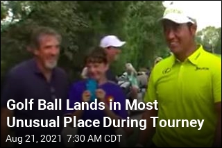 Golf Ball Lands in Most Unusual Place During Tourney