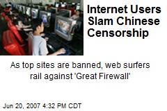 Internet Users Slam Chinese Censorship
