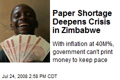 Paper Shortage Deepens Crisis in Zimbabwe