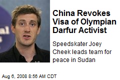China Revokes Visa of Olympian Darfur Activist
