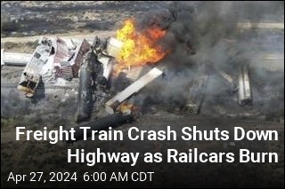 Freight Train Derails, Bursts Into Flames