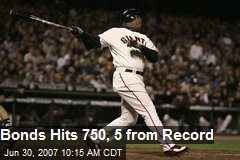 Bonds Hits 750, 5 from Record