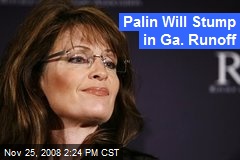 Palin Will Stump in Ga. Runoff