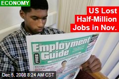US Lost Half-Million Jobs in Nov.