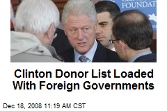 Clinton Donor List Loaded With Foreign Governments
