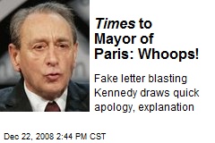Times to Mayor of Paris: Whoops!