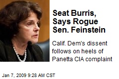Seat Burris, Says Rogue Sen. Feinstein