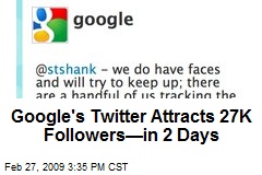 Google's Twitter Attracts 27K Followers&mdash;in 2 Days