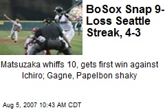 BoSox Snap 9-Loss Seattle Streak, 4-3