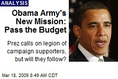 Obama Army's New Mission: Pass the Budget