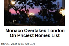 Monaco Overtakes London On Priciest Homes List