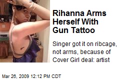 Rihanna Arms Herself With Gun Tattoo