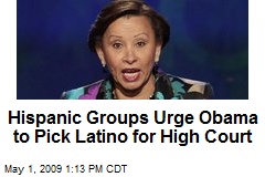 Hispanic Groups Urge Obama to Pick Latino for High Court