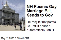 NH Passes Gay Marriage Bill, Sends to Gov