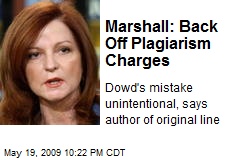 Marshall: Back Off Plagiarism Charges