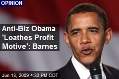 Anti-Biz Obama 'Loathes Profit Motive': Barnes