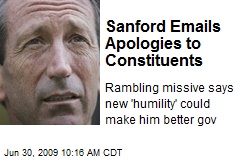 Sanford Emails Apologies to Constituents
