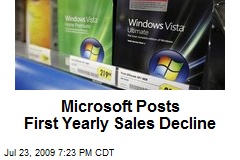 Microsoft Posts First Yearly Sales Decline