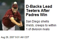D-Backs Lead Teeters After Padres Win