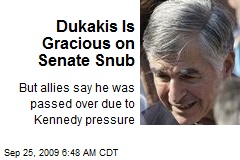 Dukakis Is Gracious on Senate Snub