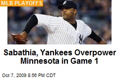 Sabathia, Yankees Overpower Minnesota in Game 1
