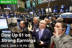 Dow Up 61 on Strong Earnings