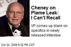 Cheney on Plame Leak: I Can't Recall