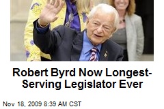 Robert Byrd Now Longest-Serving Legislator Ever