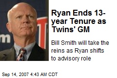 Ryan Ends 13-year Tenure as Twins' GM