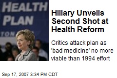 Hillary Unveils Second Shot at Health Reform