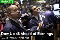 Dow Up 46 Ahead of Earnings