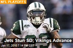Jets Stun SD; Vikings Advance
